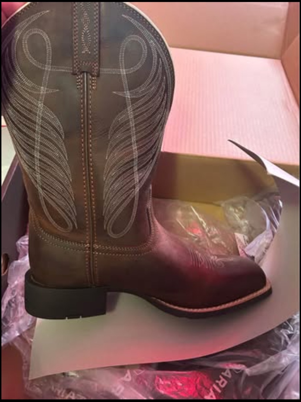 Ariat Brown Leather Western Embroidered Heeled Boot